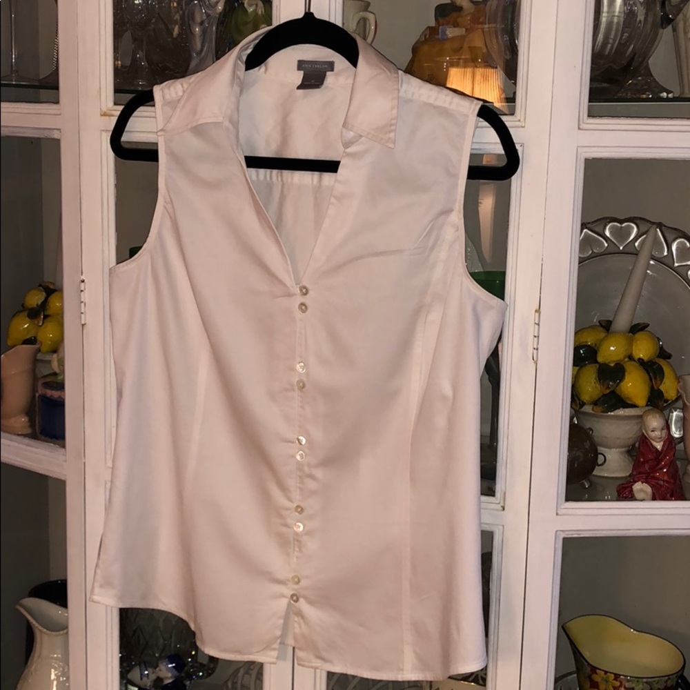 Ann Taylor White Sleeveless Blouse